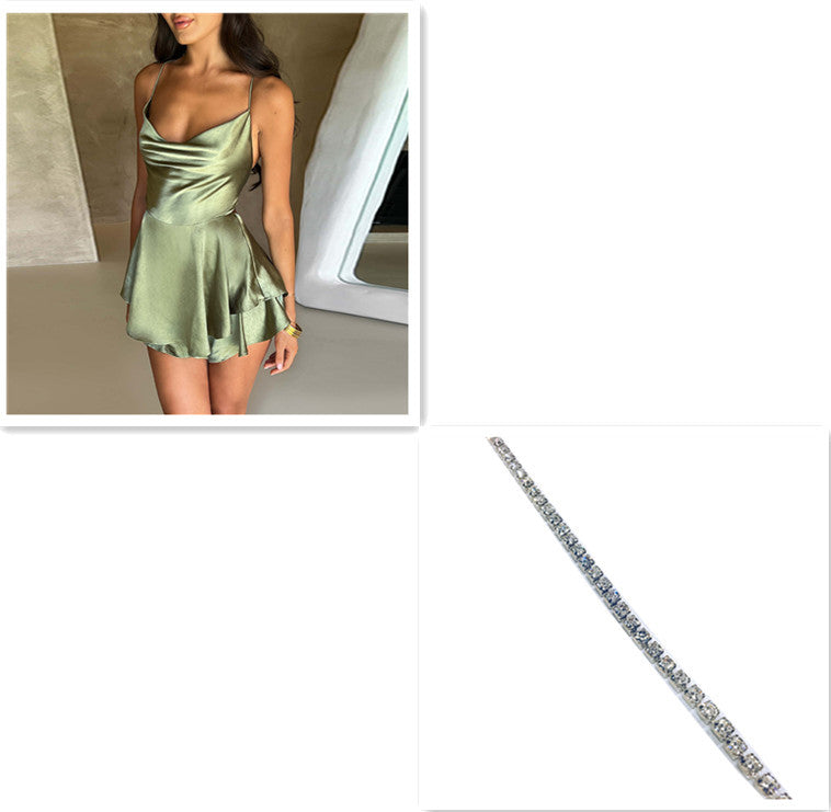 Sexy Suspender Satin Dress