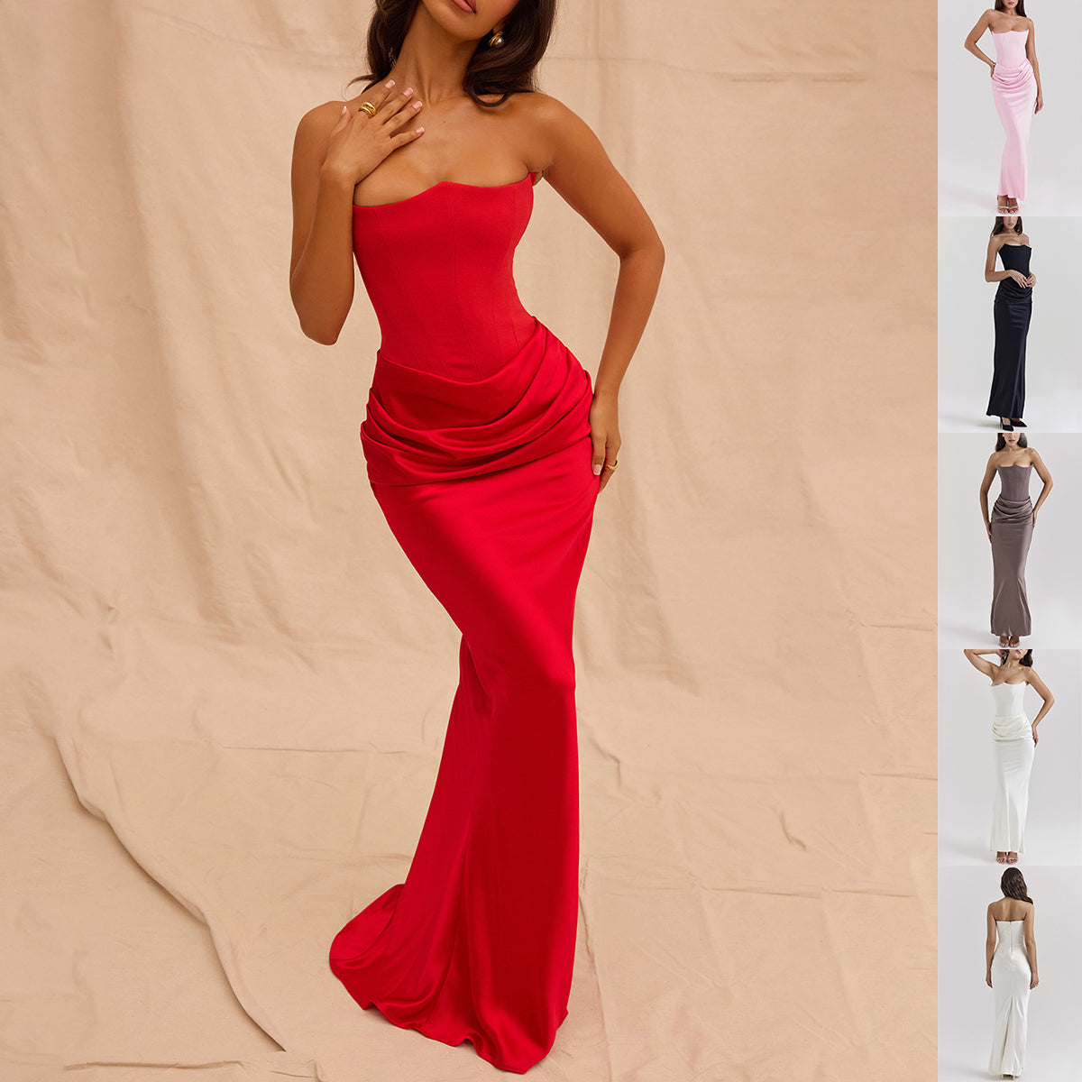 Slim Bandeau Backless Maxi Dress