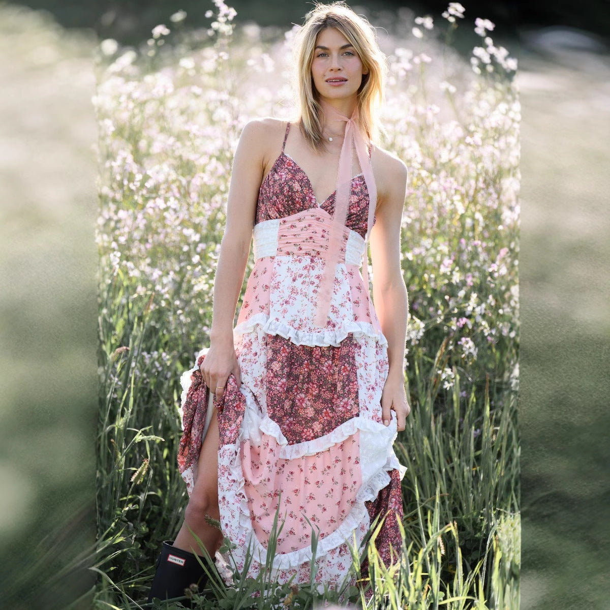 Sleeveless Strap Printed Dress