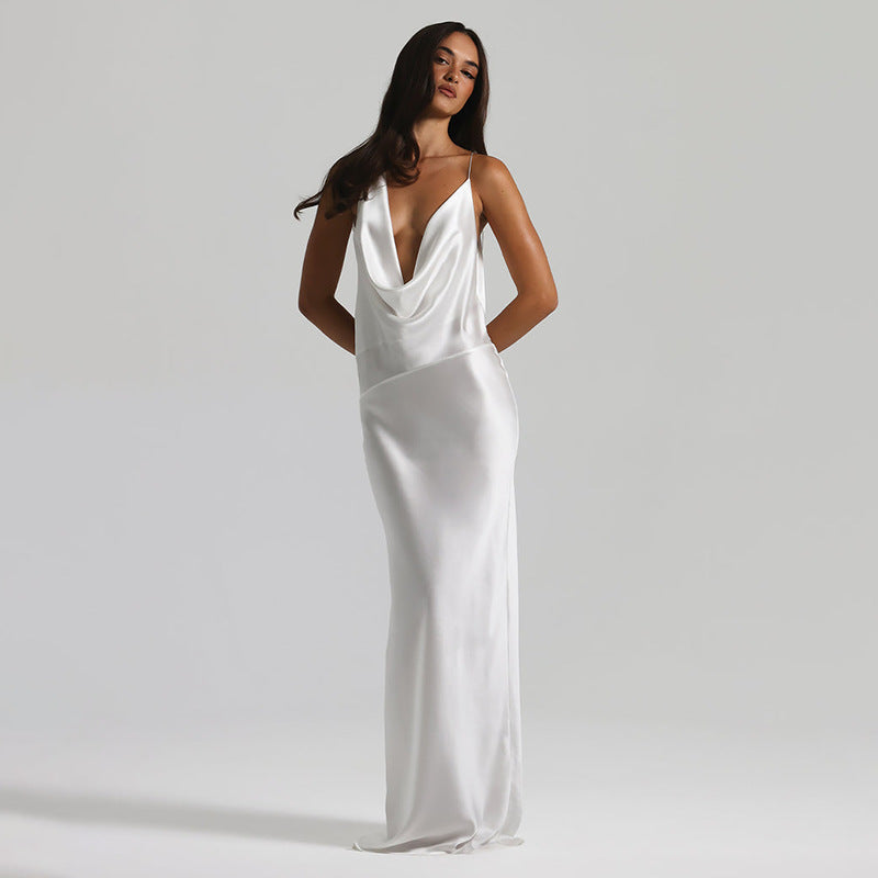 V-Neck Halter Lace-Up Bodycon Dress