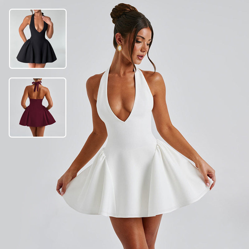 V-Neck Halter Party Dress