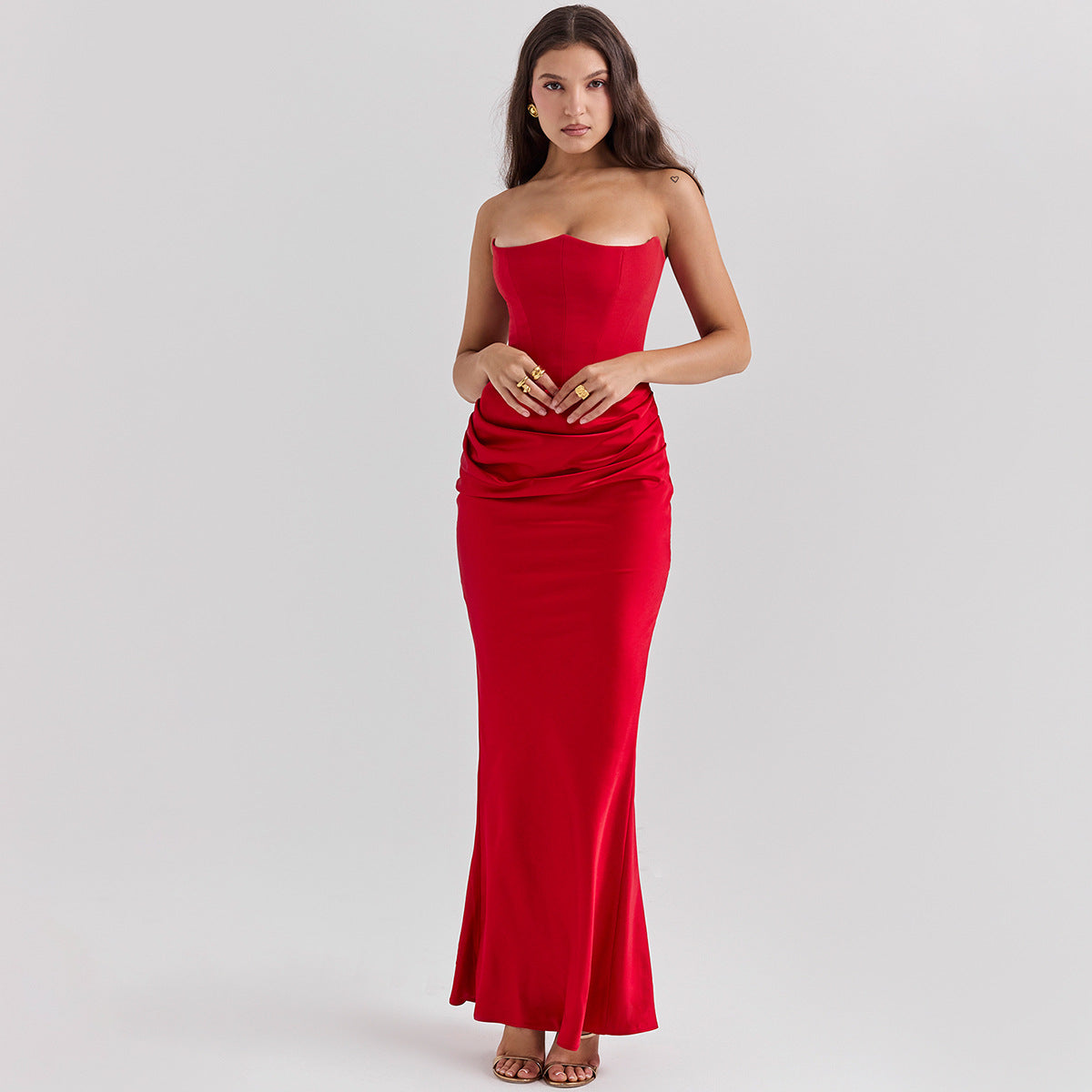 Slim Bandeau Backless Maxi Dress