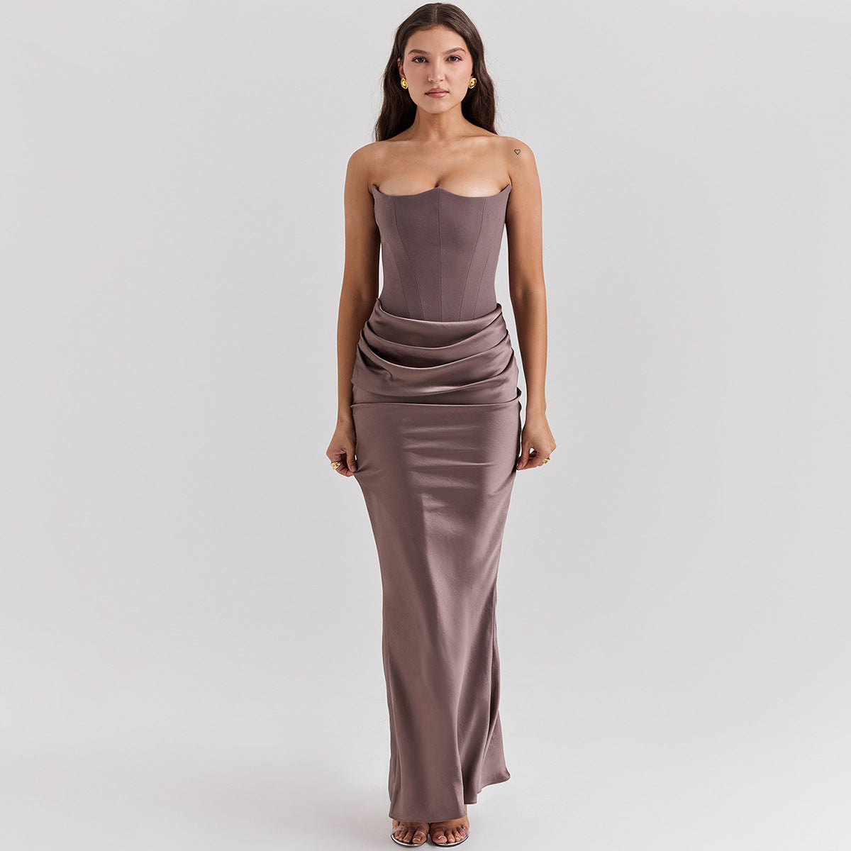 Slim Bandeau Backless Maxi Dress