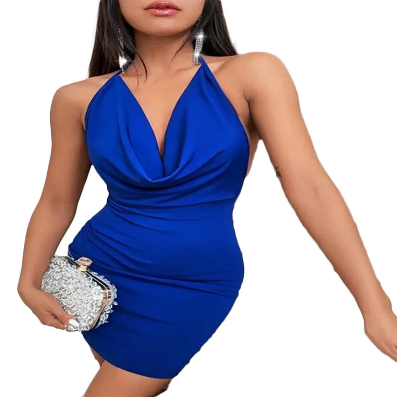 Deep V-Neck Halter Dress