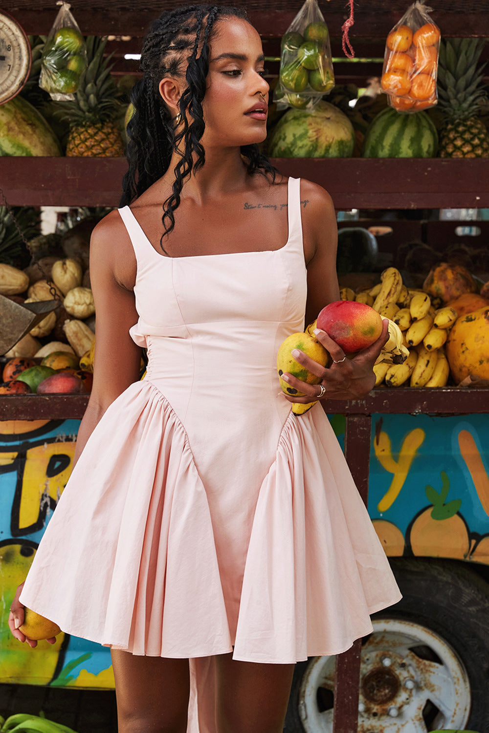 Backless Bow Slim Mini Dress