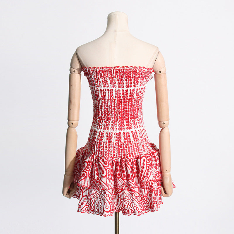Y2K Pleated Tube Dress