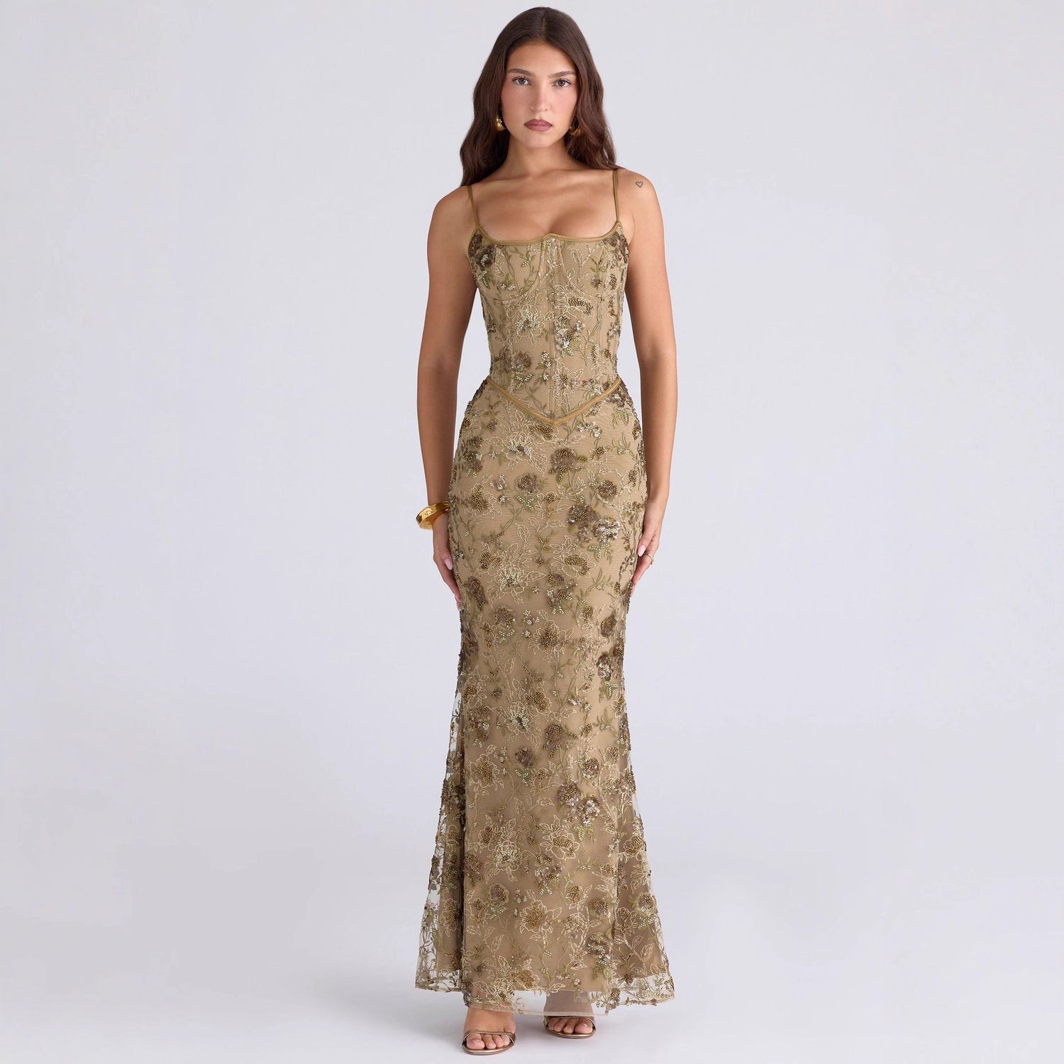Elegant Low-Neck Backless Lace-Up Dress