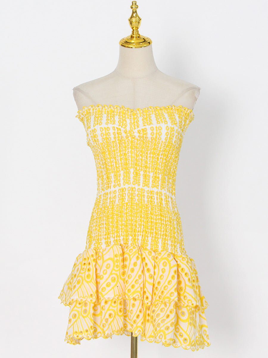 Y2K Pleated Tube Dress