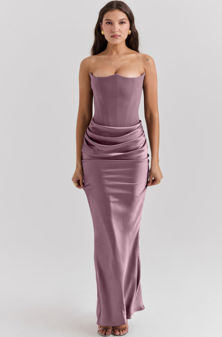 Slim Bandeau Backless Maxi Dress