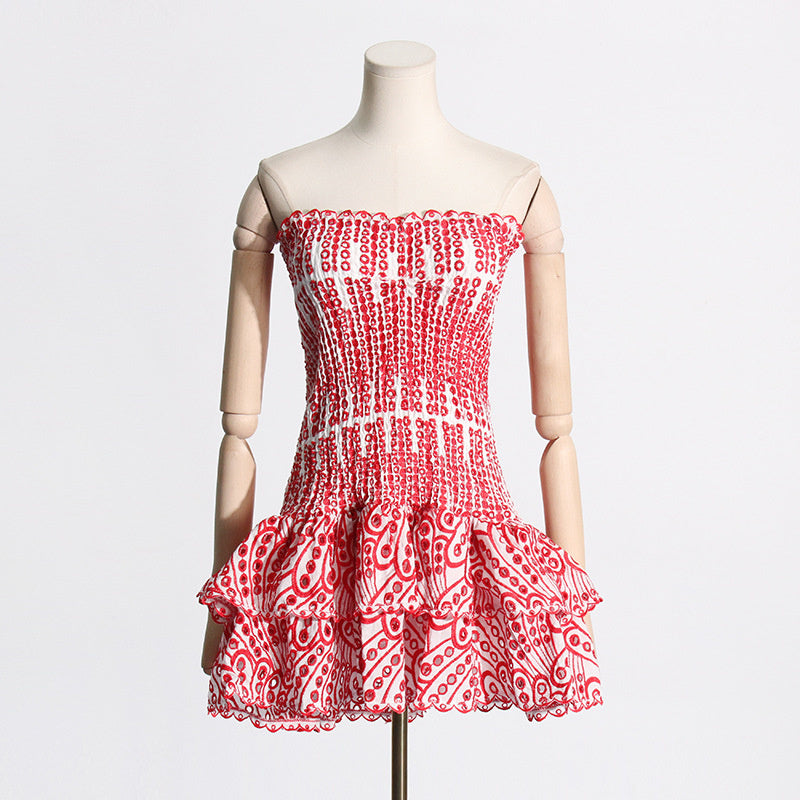 Y2K Pleated Tube Dress