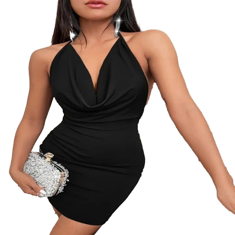 Deep V-Neck Halter Dress
