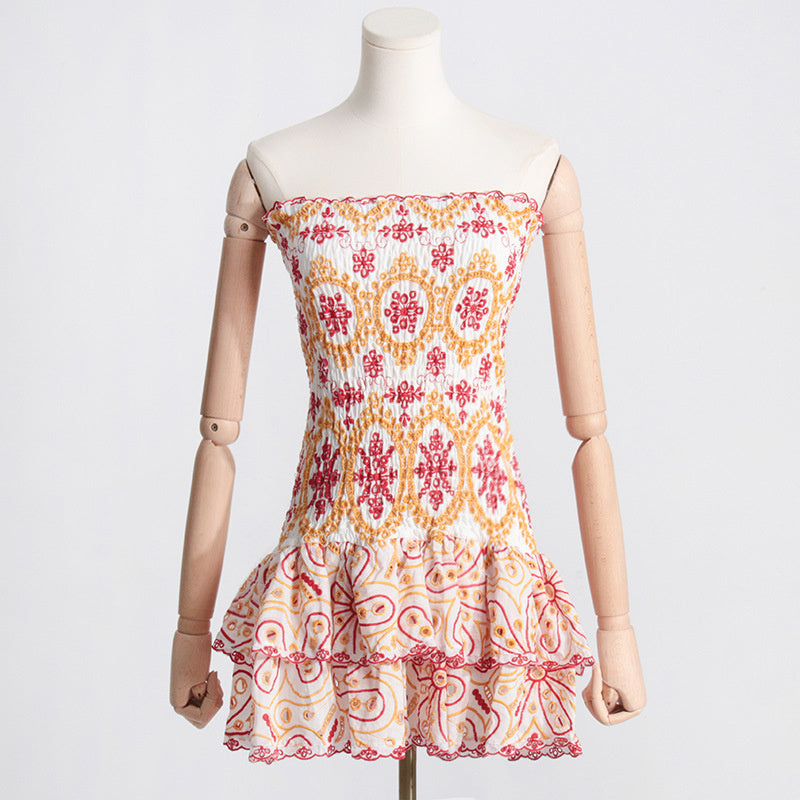 Y2K Pleated Tube Dress
