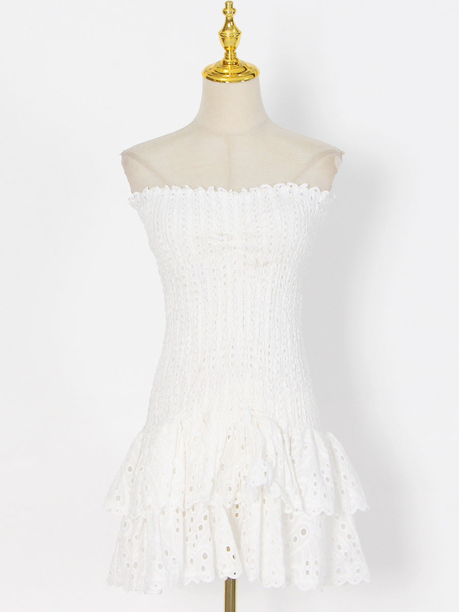 Y2K Pleated Tube Dress