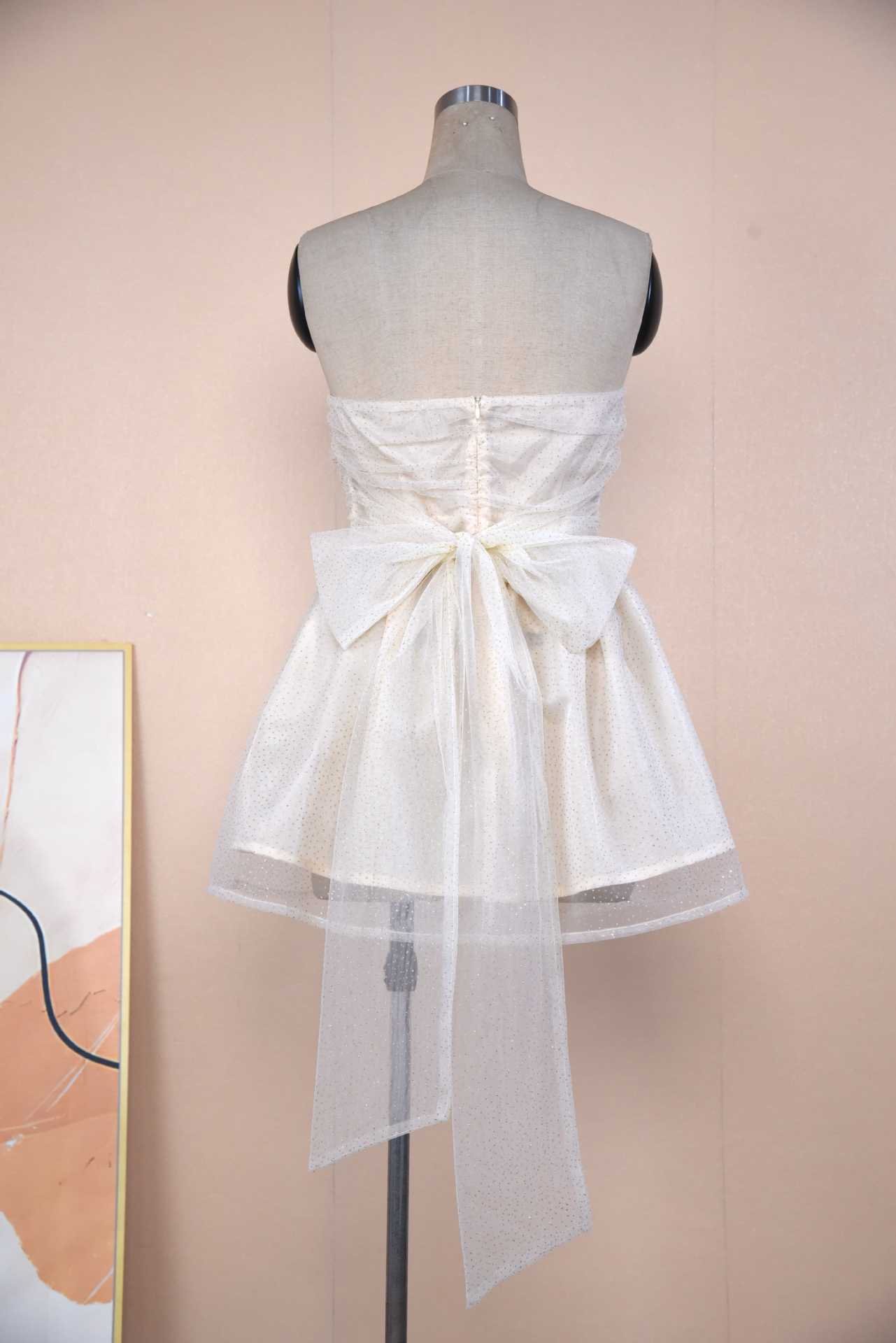 Lace Bow Tube Dress