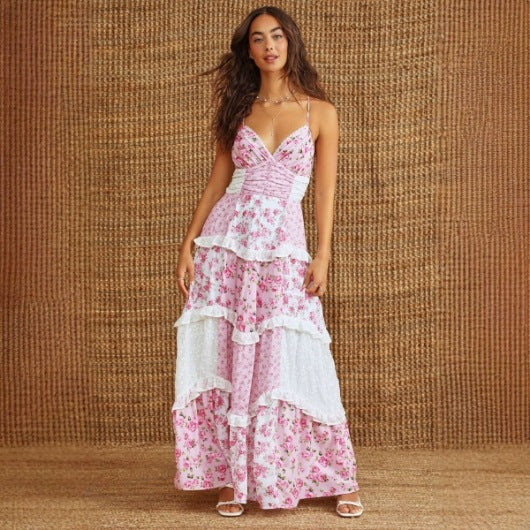 Sleeveless Strap Printed Dress