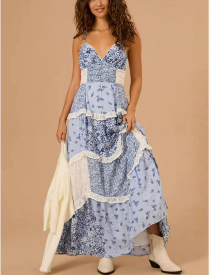 Sleeveless Strap Printed Dress