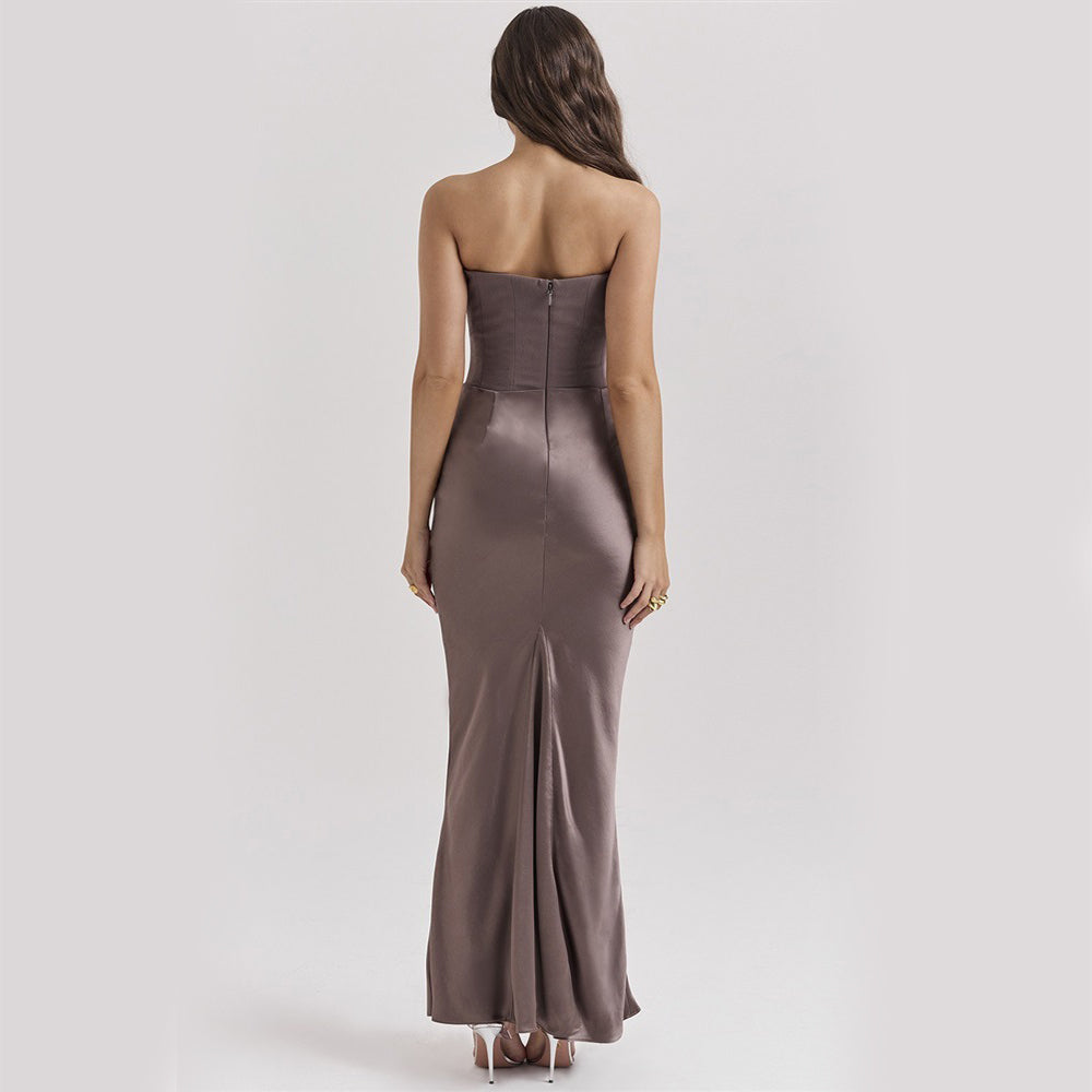 Slim Bandeau Backless Maxi Dress