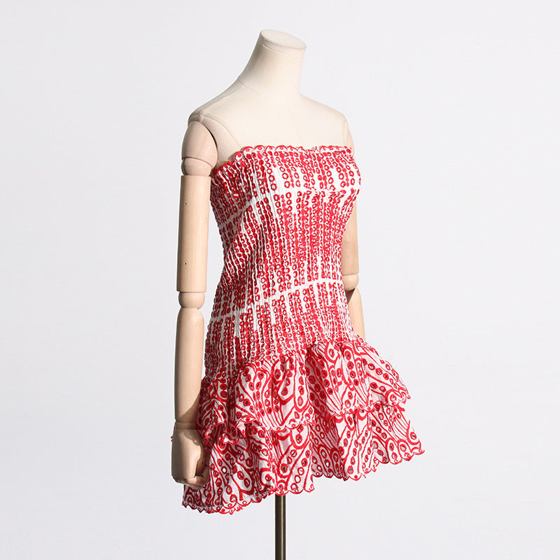 Y2K Pleated Tube Dress